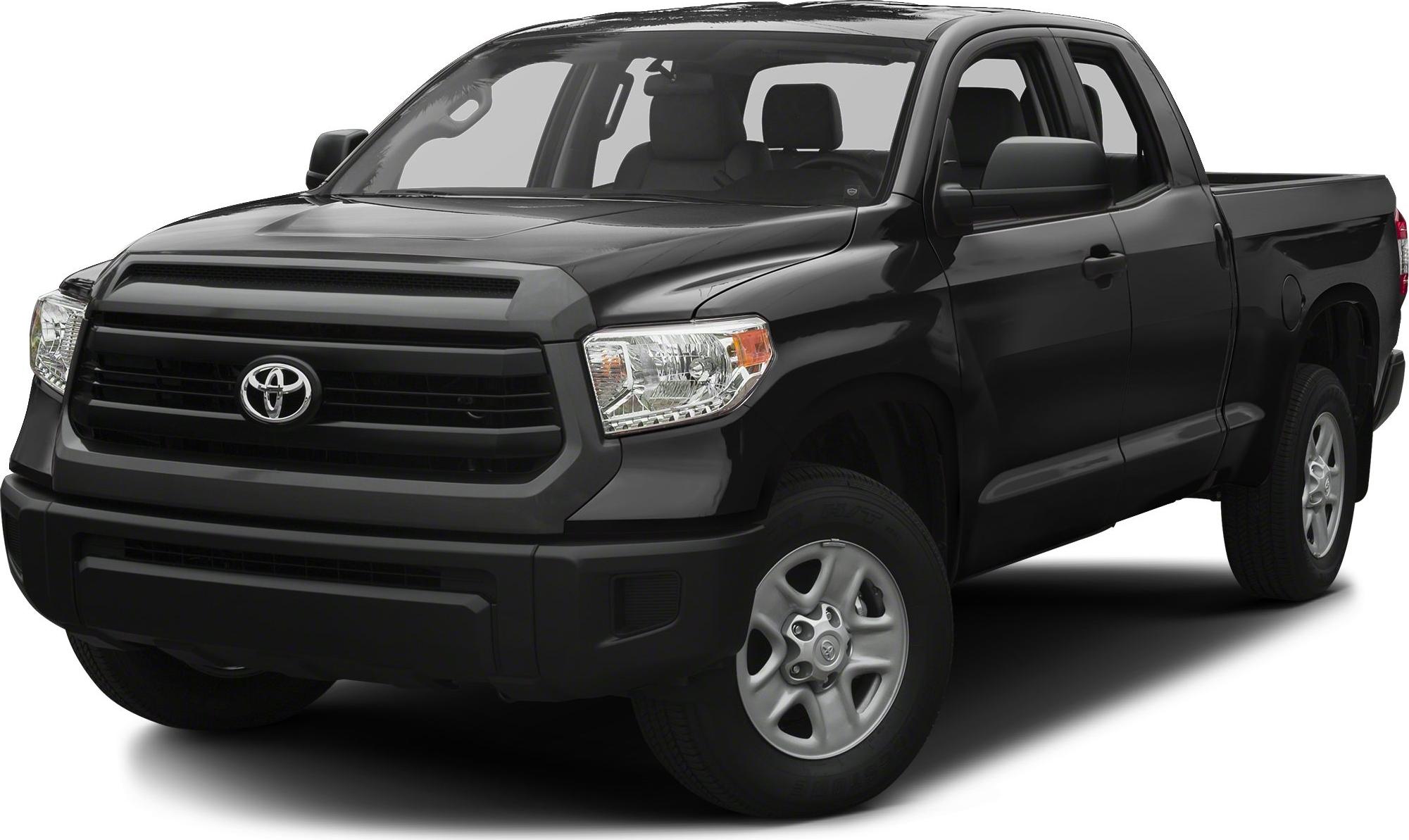 Front view of black pickup with double cab and long bed