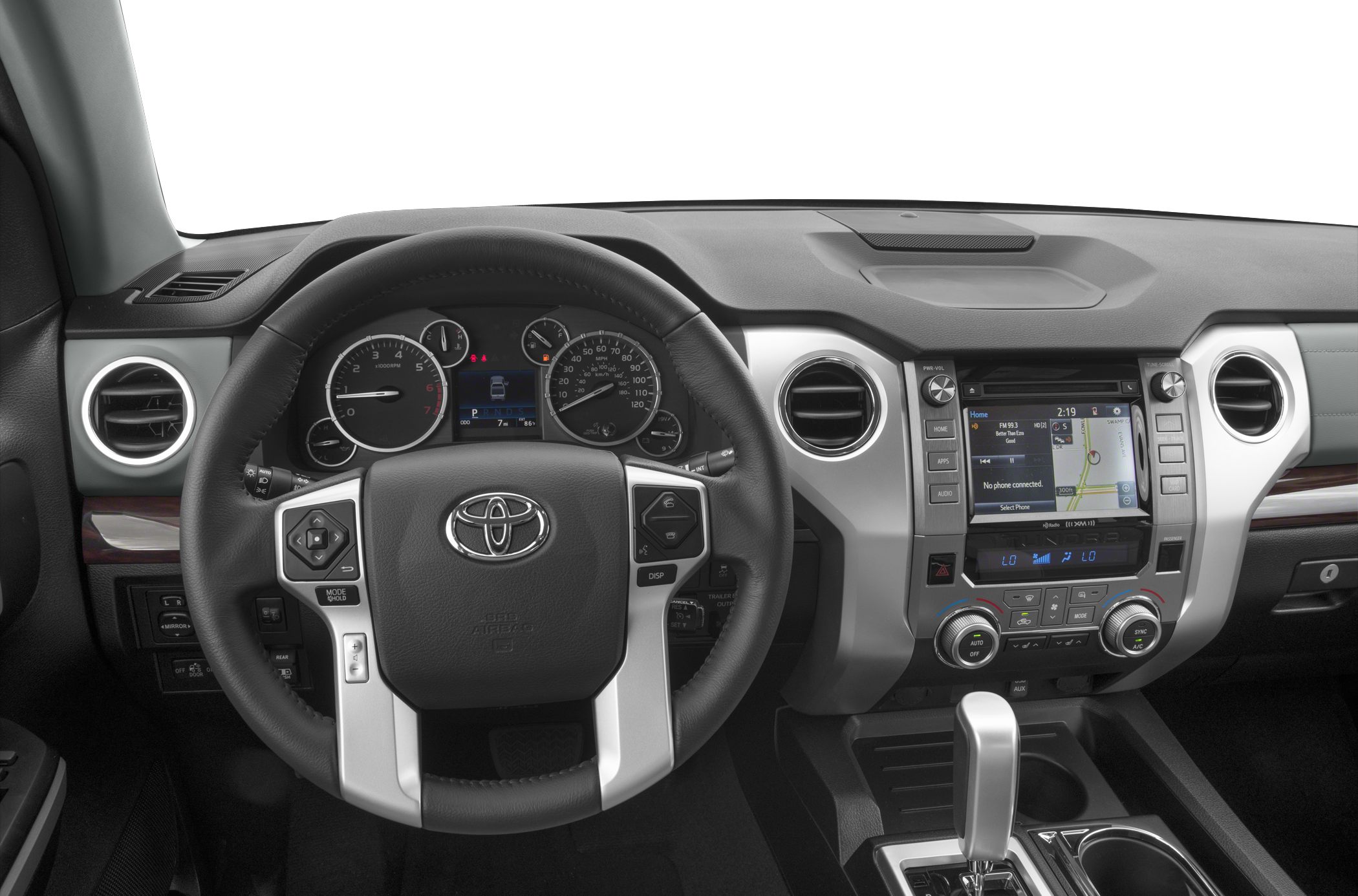 Steering wheel, dashboard, touchscreen, center console