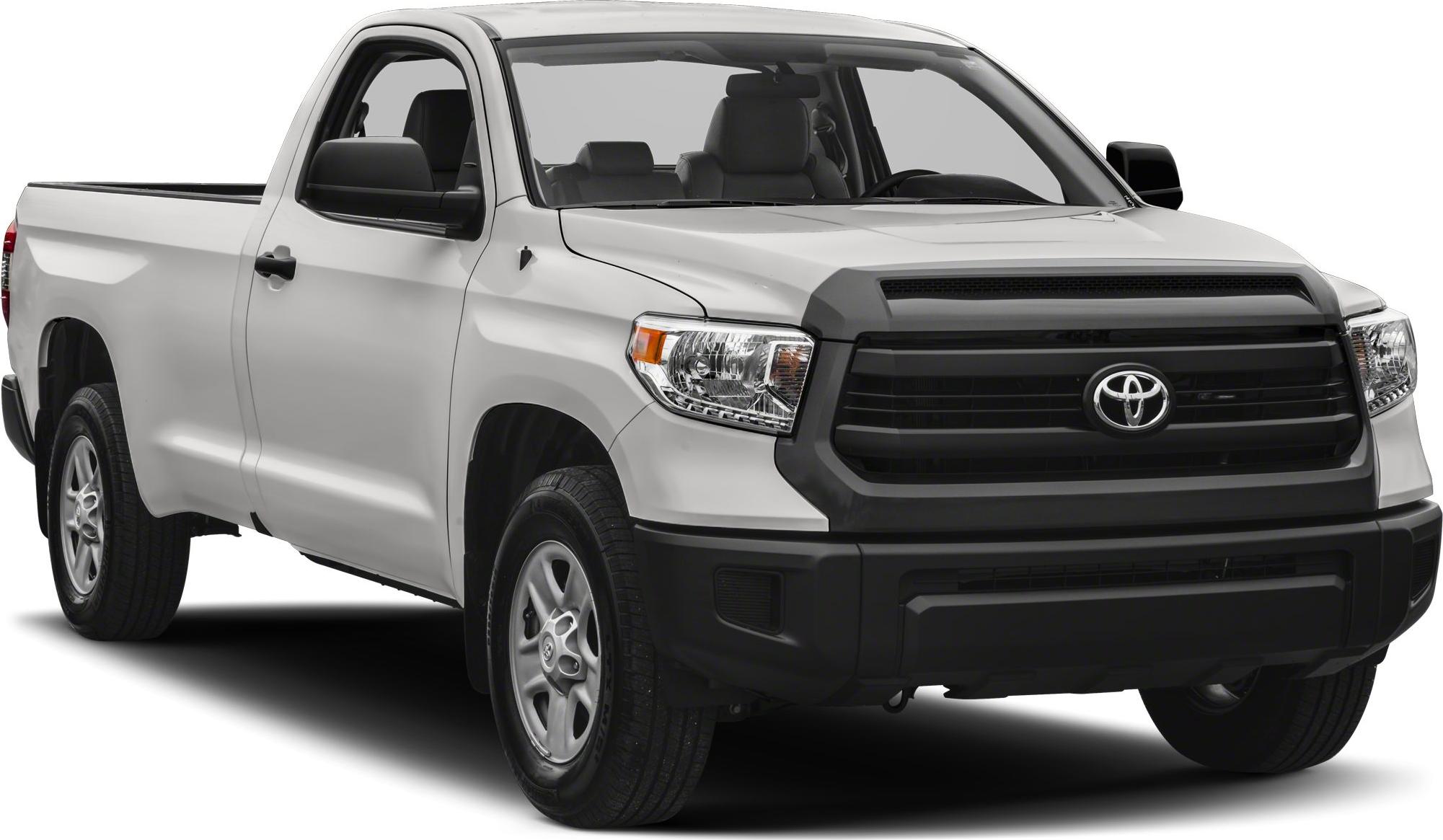 Front view of pickup truck with black grille and headlights