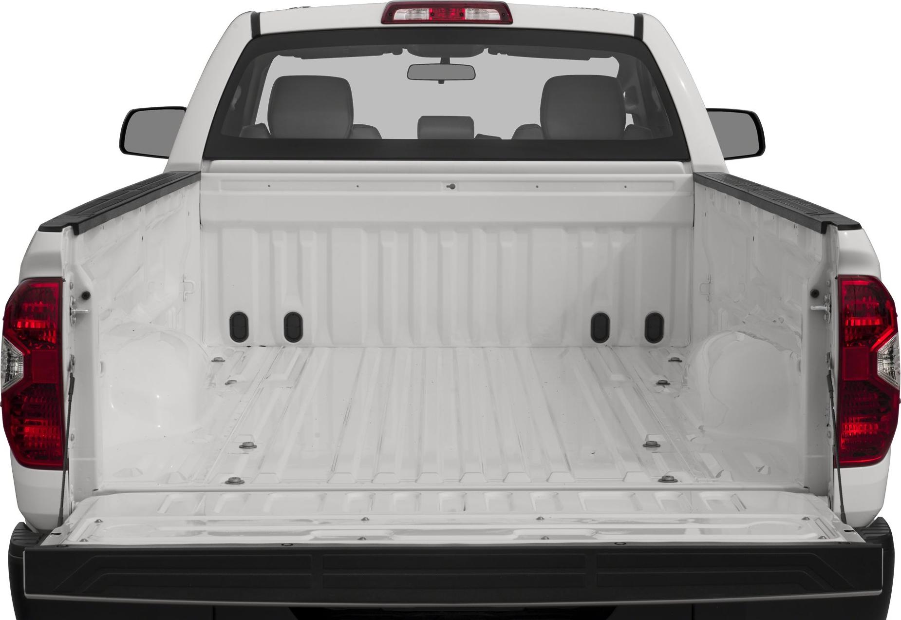Spacious long bed cargo area with tailgate down and rear lights