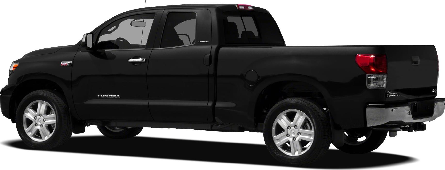 Side view of black double cab pickup with rear bed and alloy wheels