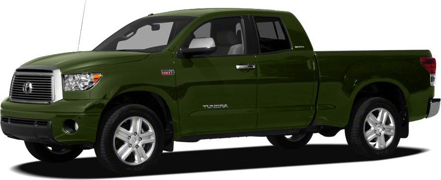 Side profile of green double cab pickup with alloy wheels and prominent grille.