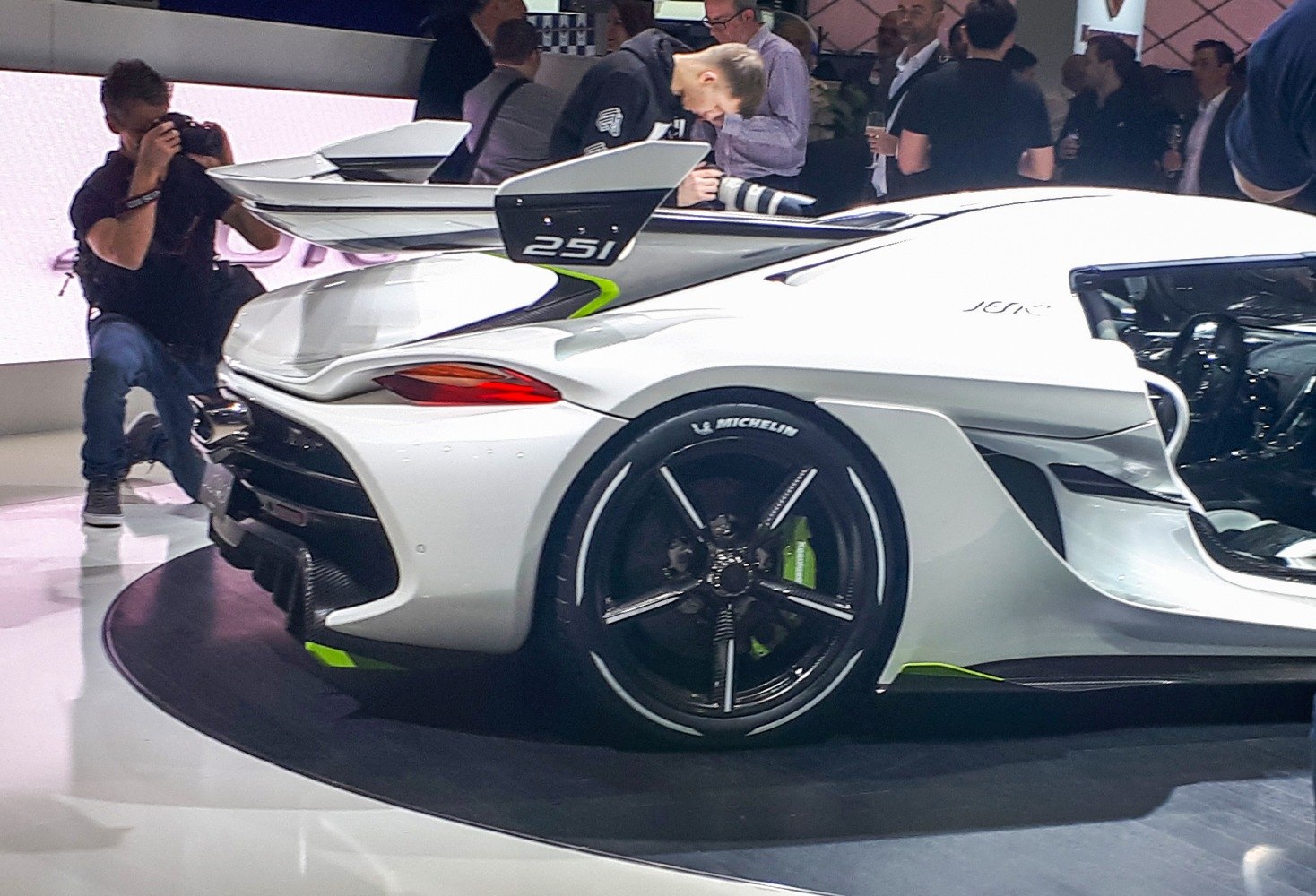 Koenigsegg Jesko 2020 rear with large spoiler, diffuser, and aerodynamic wheel design