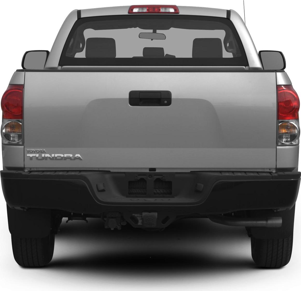 Rear view of pickup tailgate, lights, and bumper