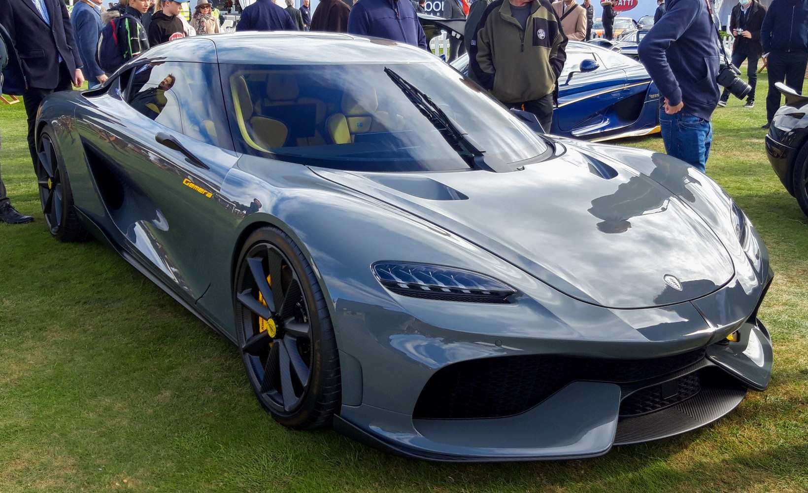 Aerodynamic hybrid hypercar with LED headlights and sleek body