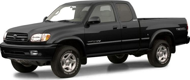 Extended cab pickup truck with off-road tires and black paint
