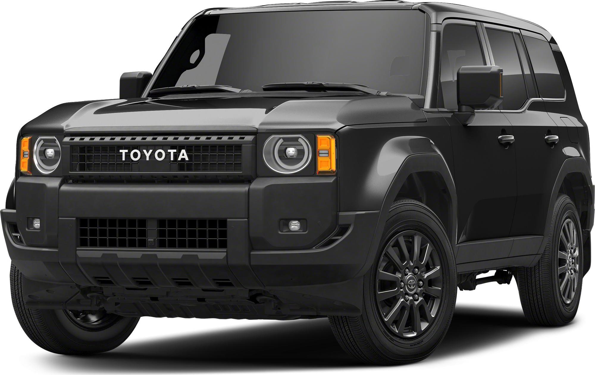 Black modern SUV with robust front grille and LED circular headlights