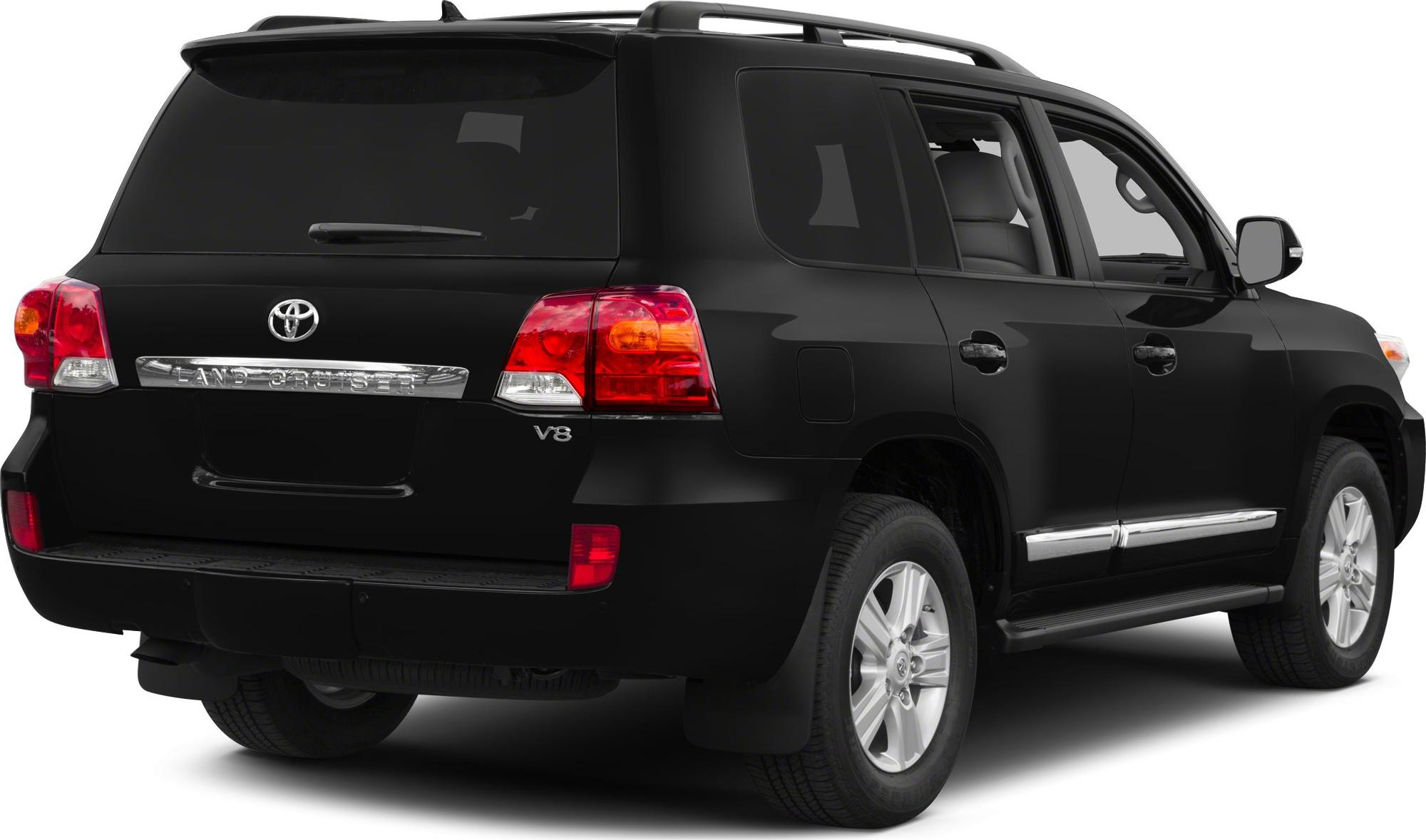 SUV rear view with V8 badge and distinctive taillights