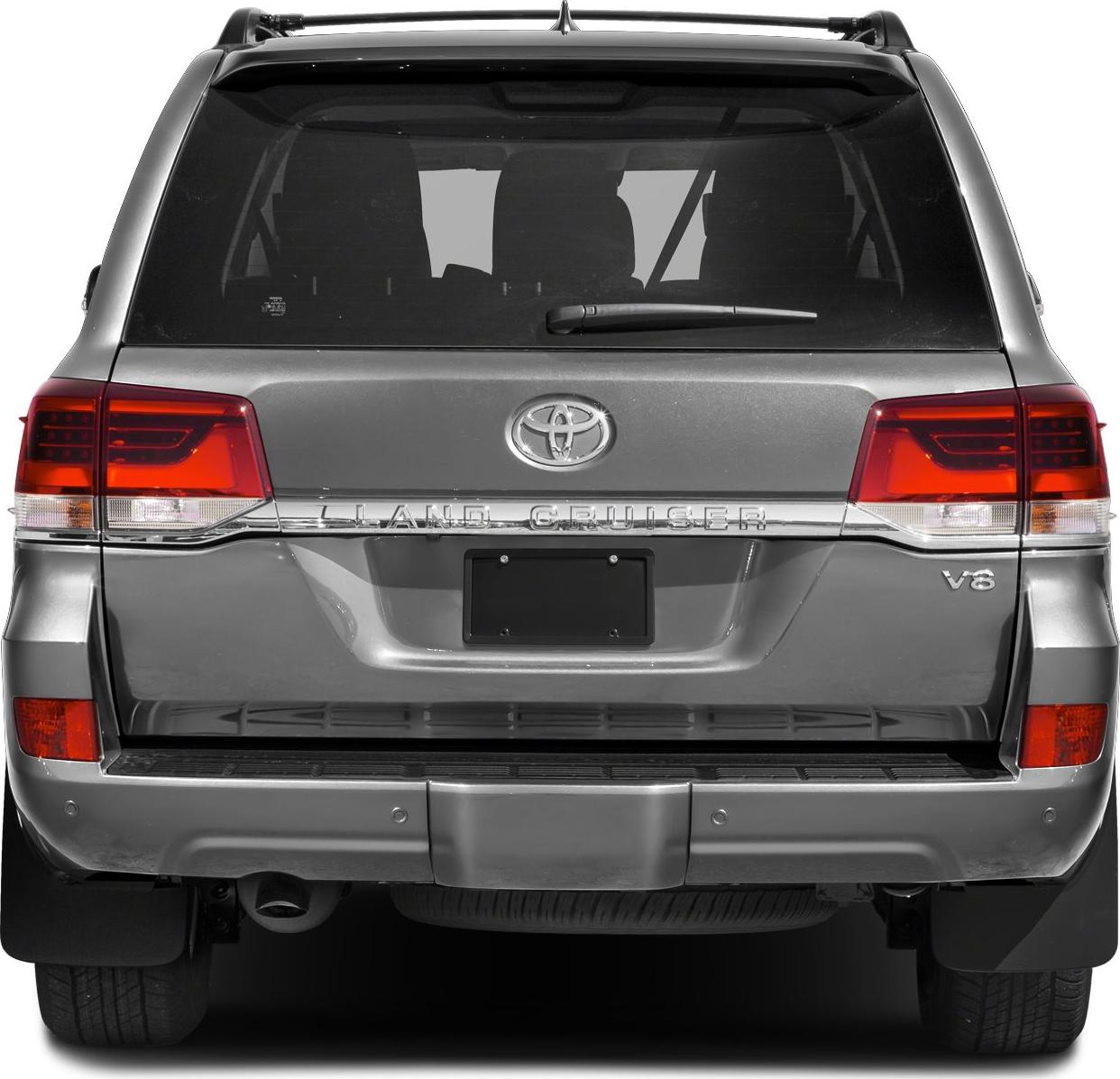 Rear view with tail lights and V8 badge