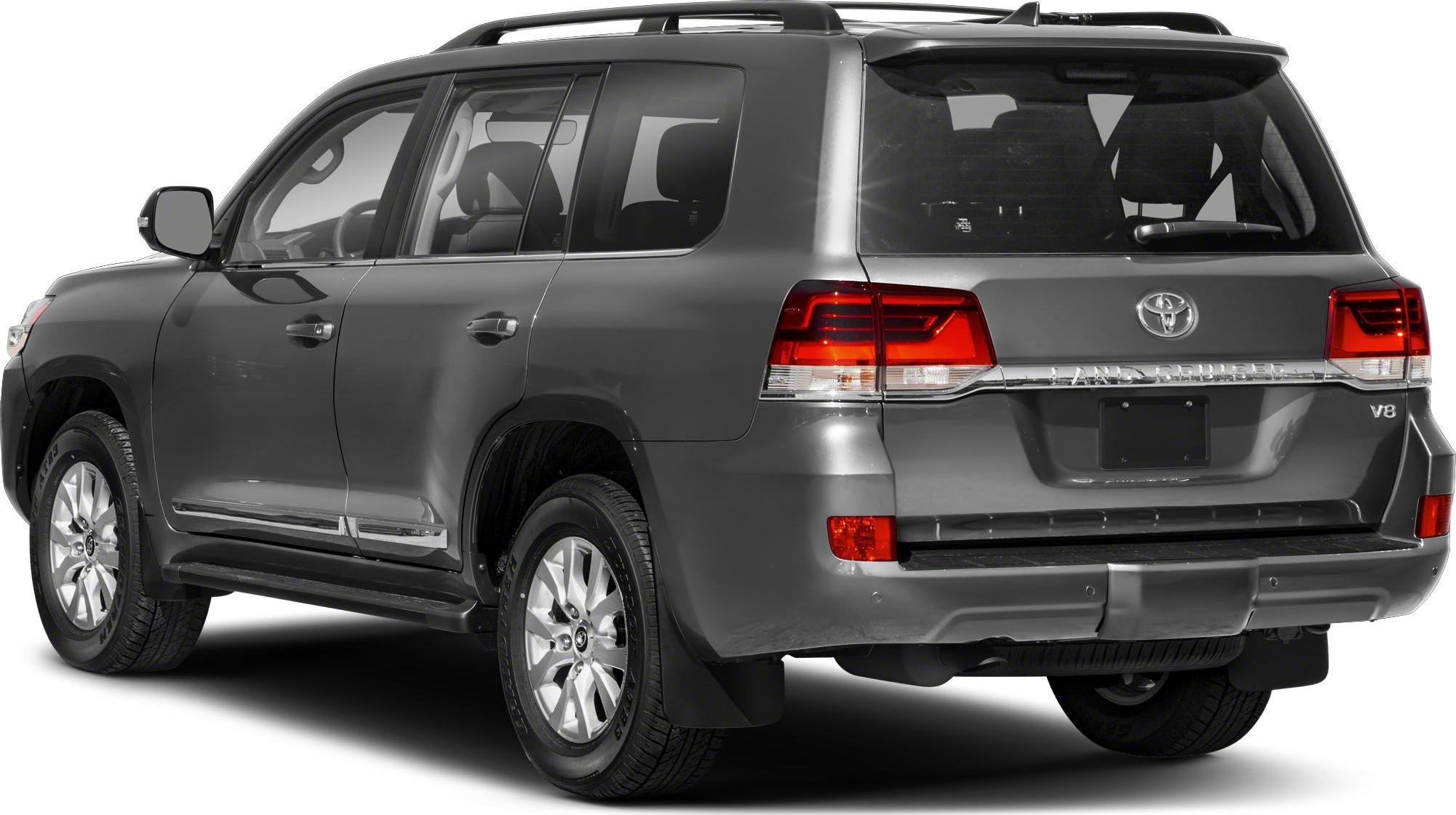 Rear side view of an SUV with V8 badge and distinct taillights