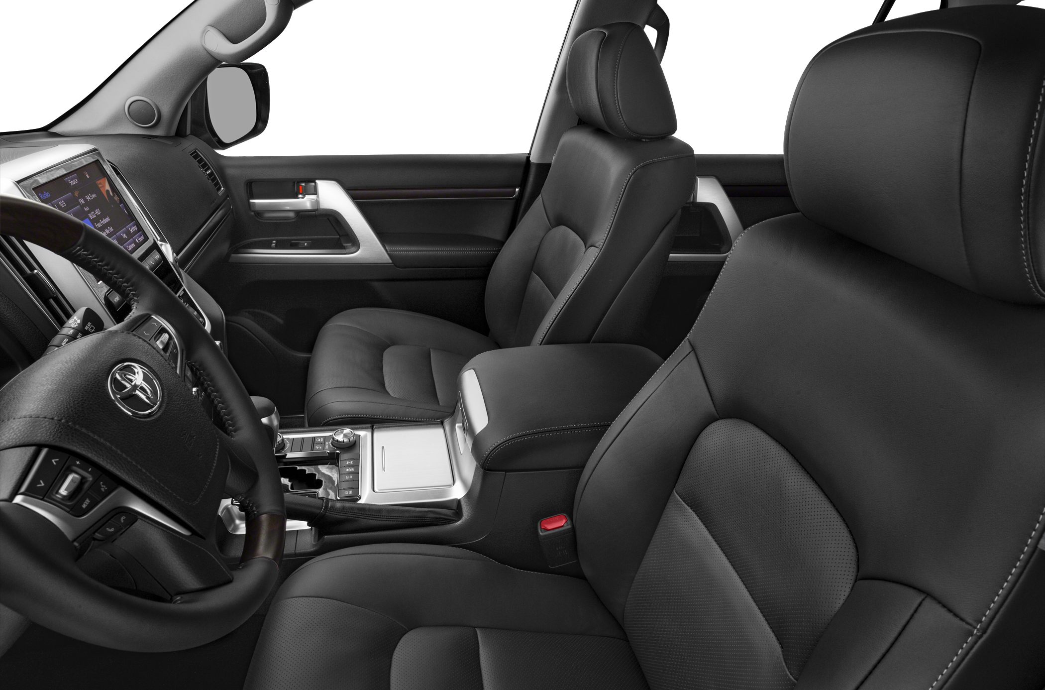 Leather front seats and modern dashboard with control panel