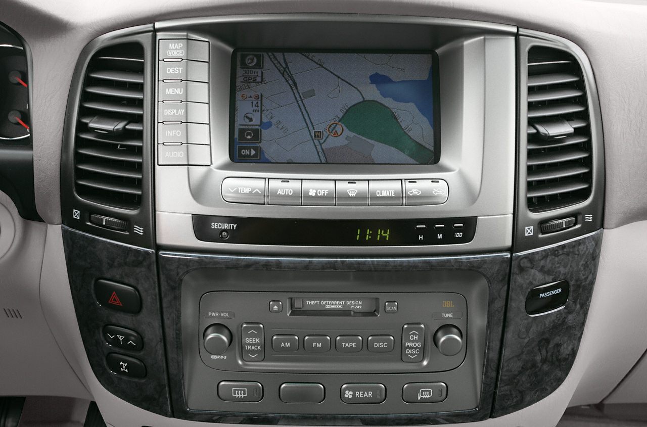 Dashboard center console with GPS navigation and audio system