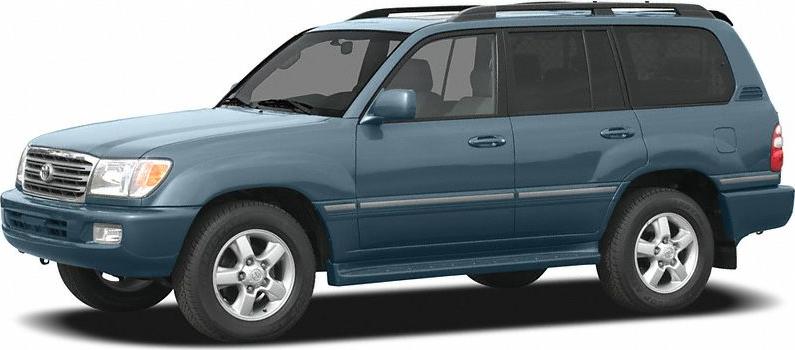 Side profile of a mid-2000s large SUV with alloy wheels and roof rails