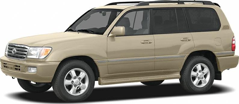 Beige SUV side profile with large wheels and roof rails.