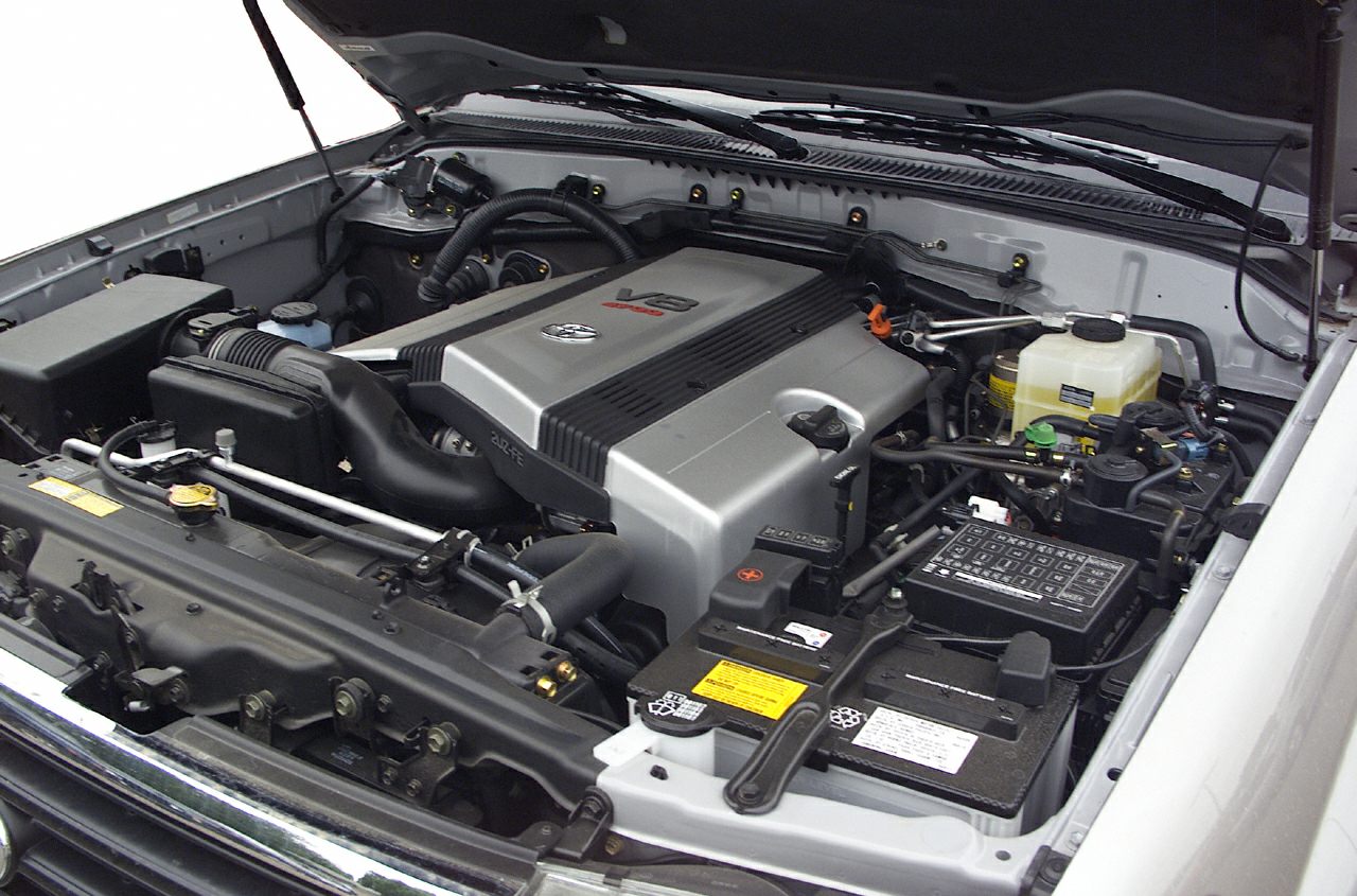 V8 engine bay with detailed components and layout