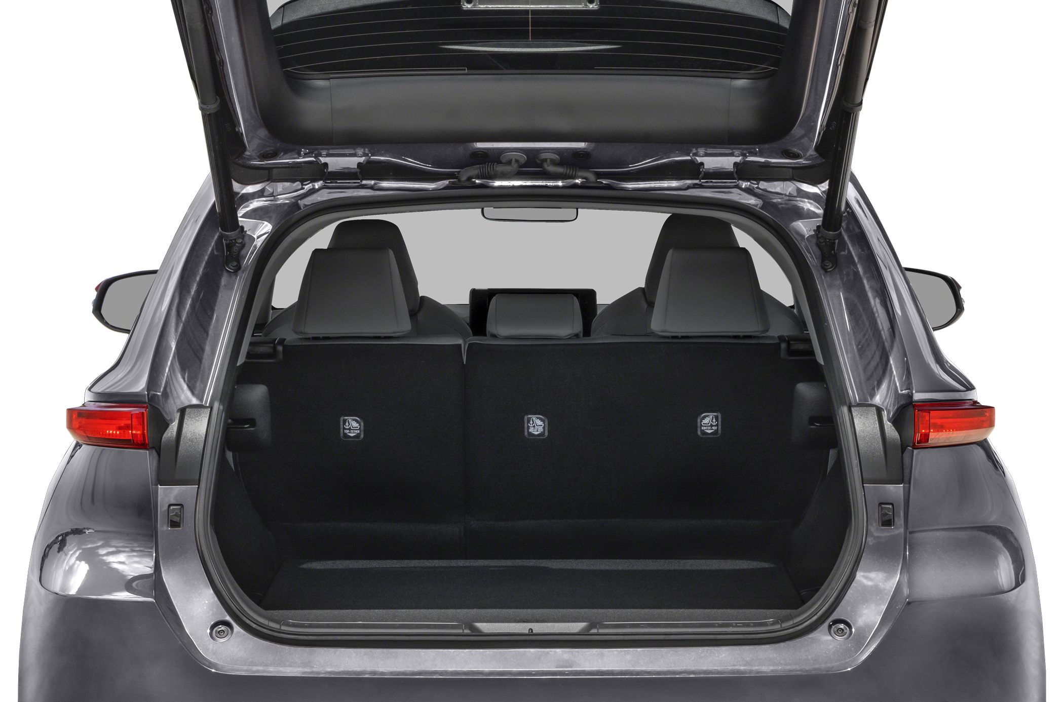 Spacious SUV trunk interior with foldable rear seatbacks and headrests