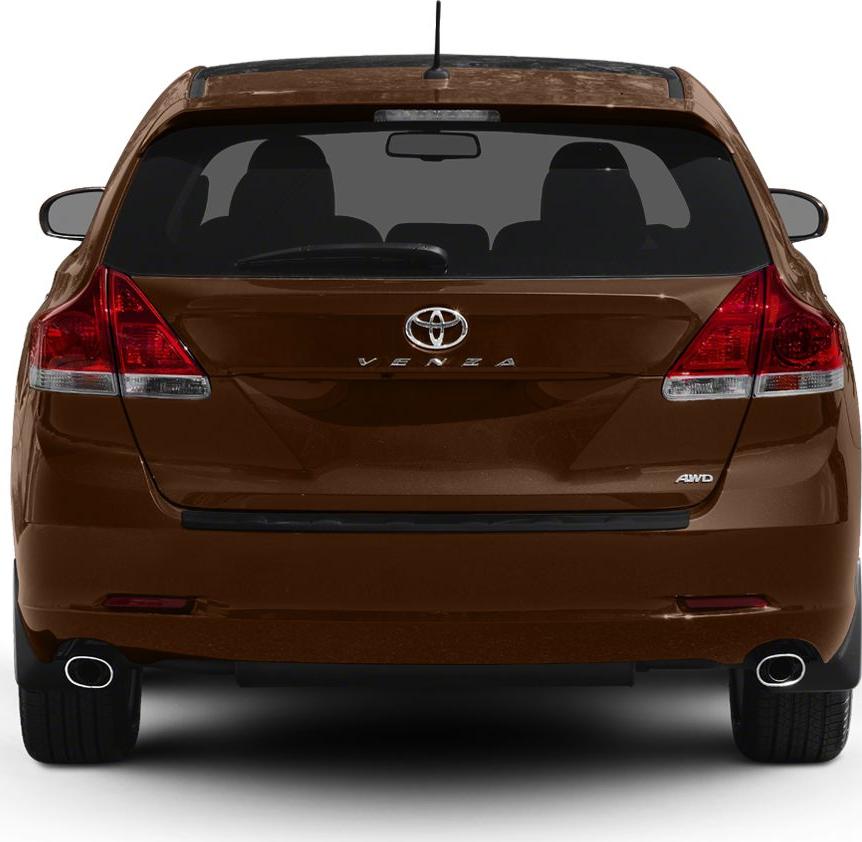 Rear view of vehicle with AWD badge and dual exhaust pipes