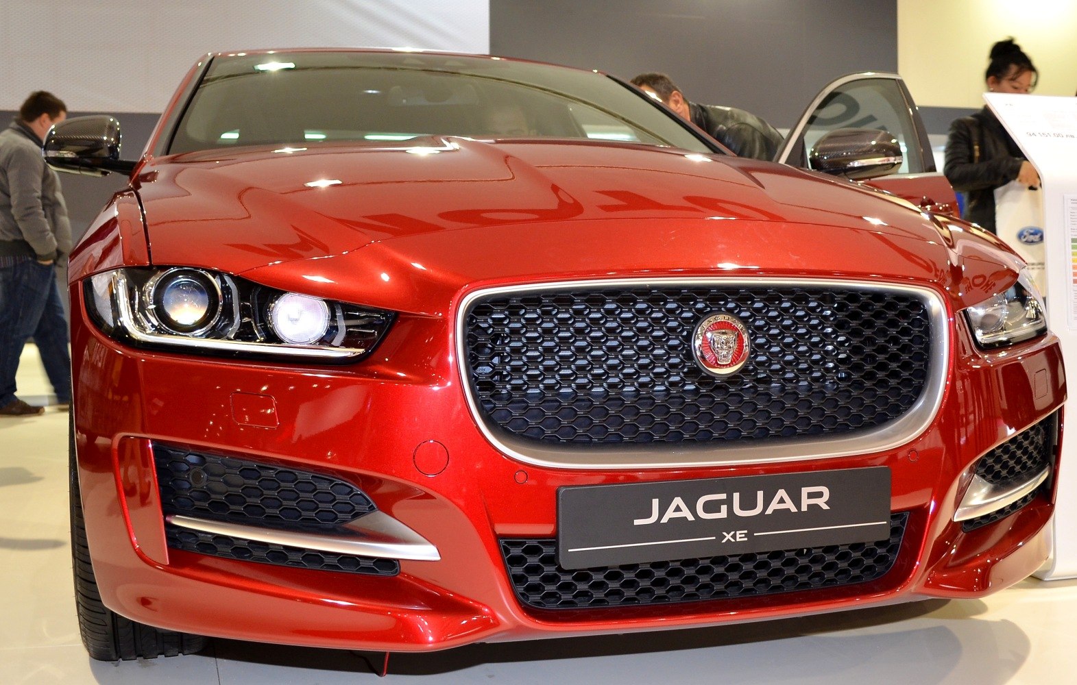Jaguar XE front grille and LED headlights close-up
