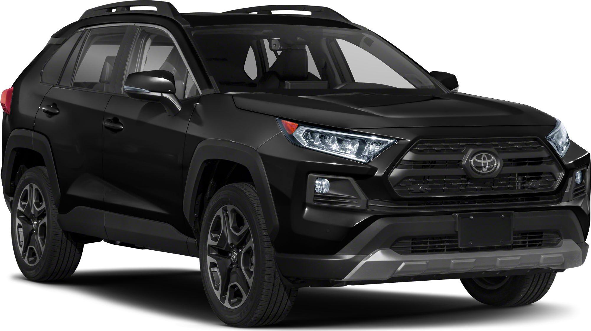 Front side view with grille, headlights, and alloy wheels of a black SUV