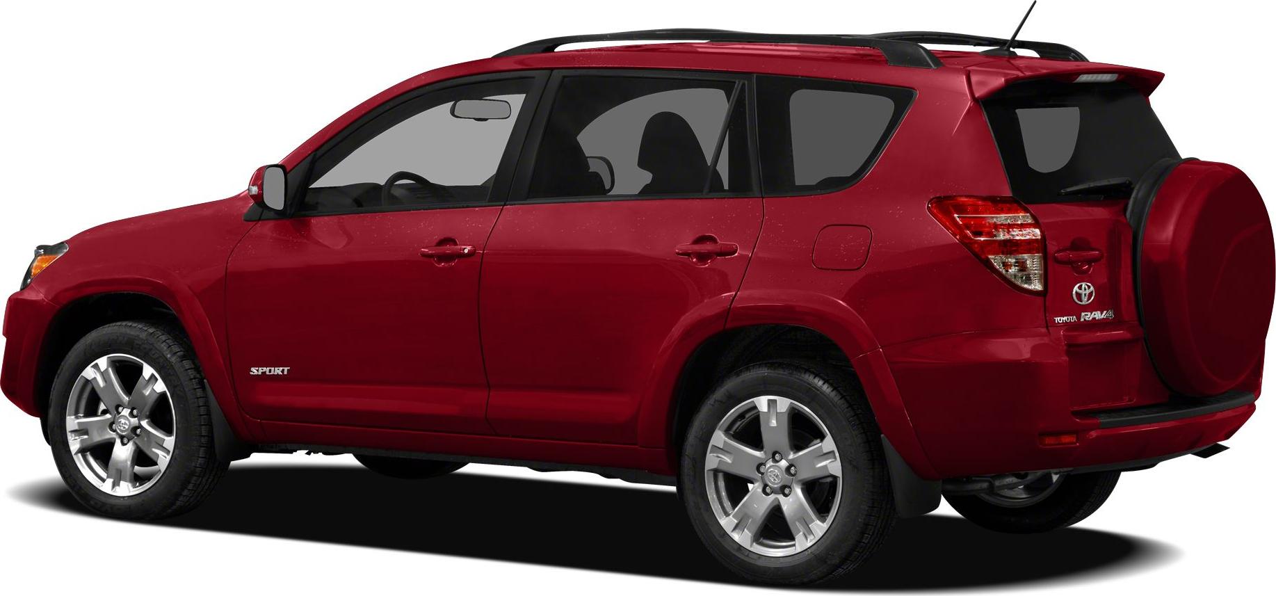 Side profile of red SUV with rear spare wheel mount and alloy wheels