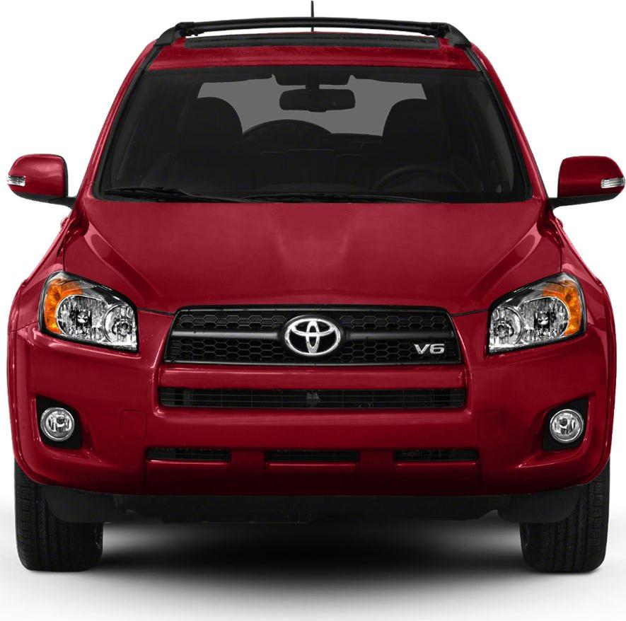 Front view of SUV with prominent grille and headlights, roof rails, and V6 badge.