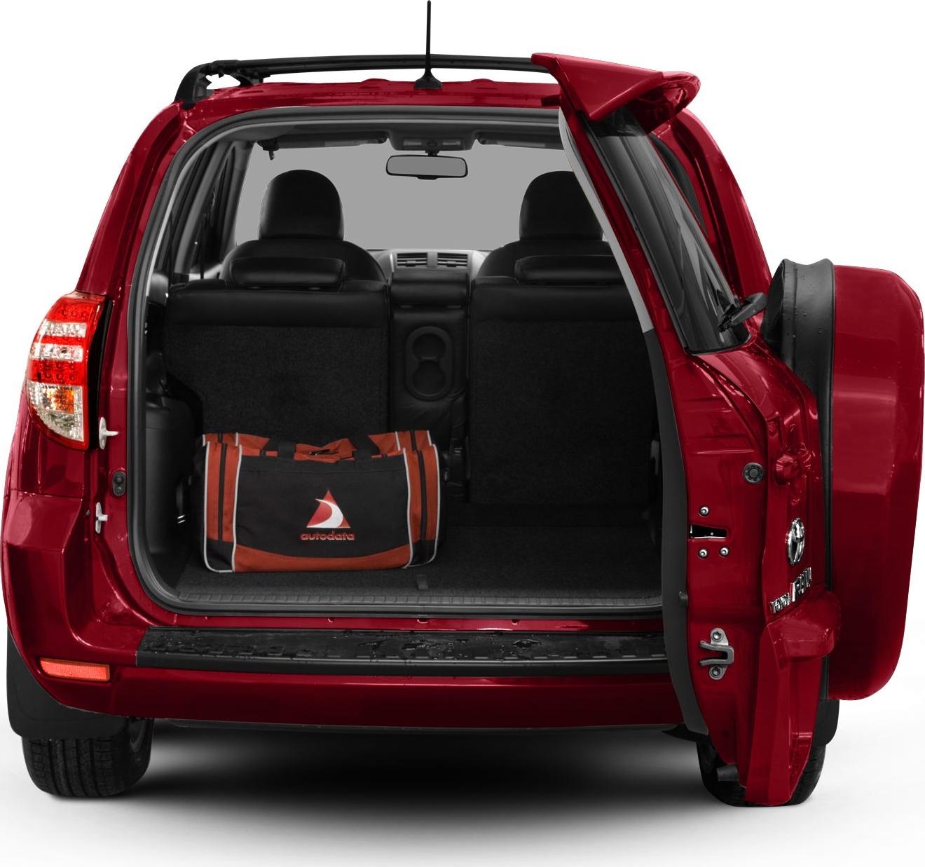 Rear cargo space with side-hinged door and external spare tire