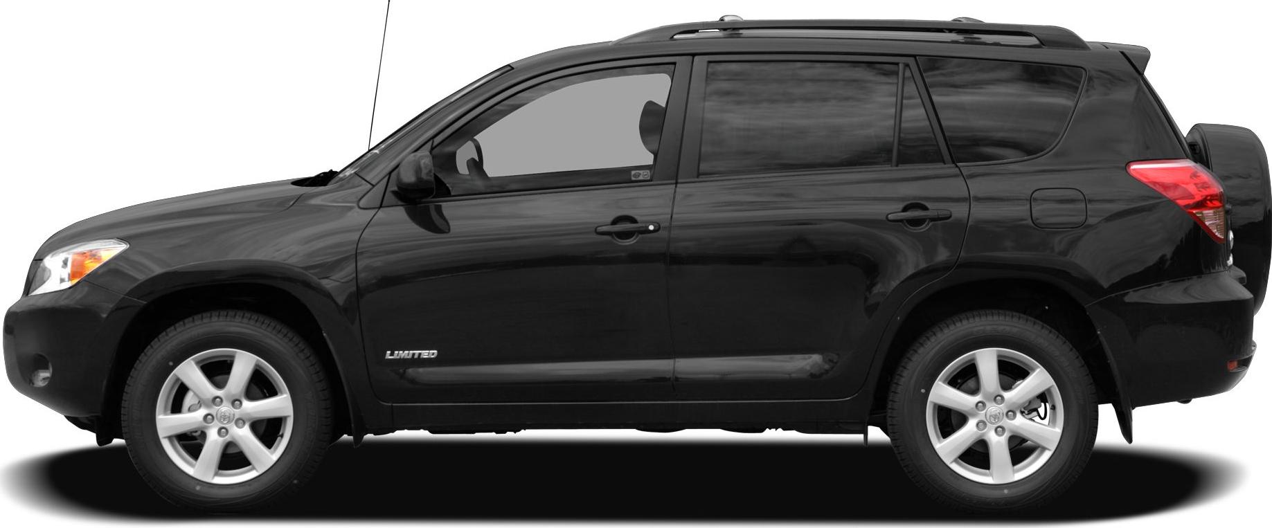 Side profile of a black SUV with alloy wheels and roof rails