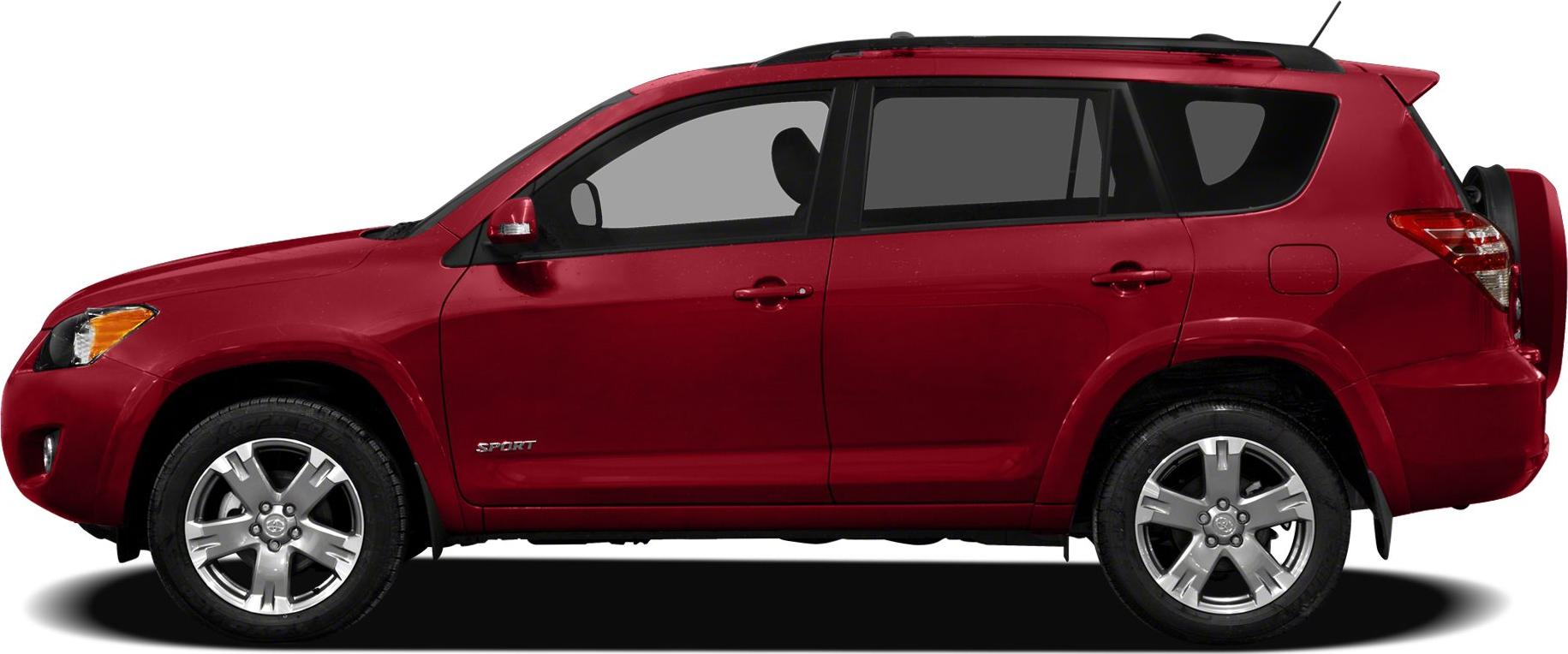 Side profile of red SUV with alloy wheels and integrated rear spare tire.