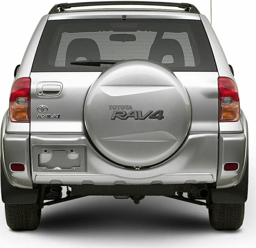 Rear view of 3-door SUV with spare tire mounted on tailgate and distinctive tail lights