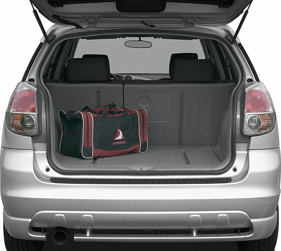 Open rear trunk with duffel bag in a hatchback showing cargo space
