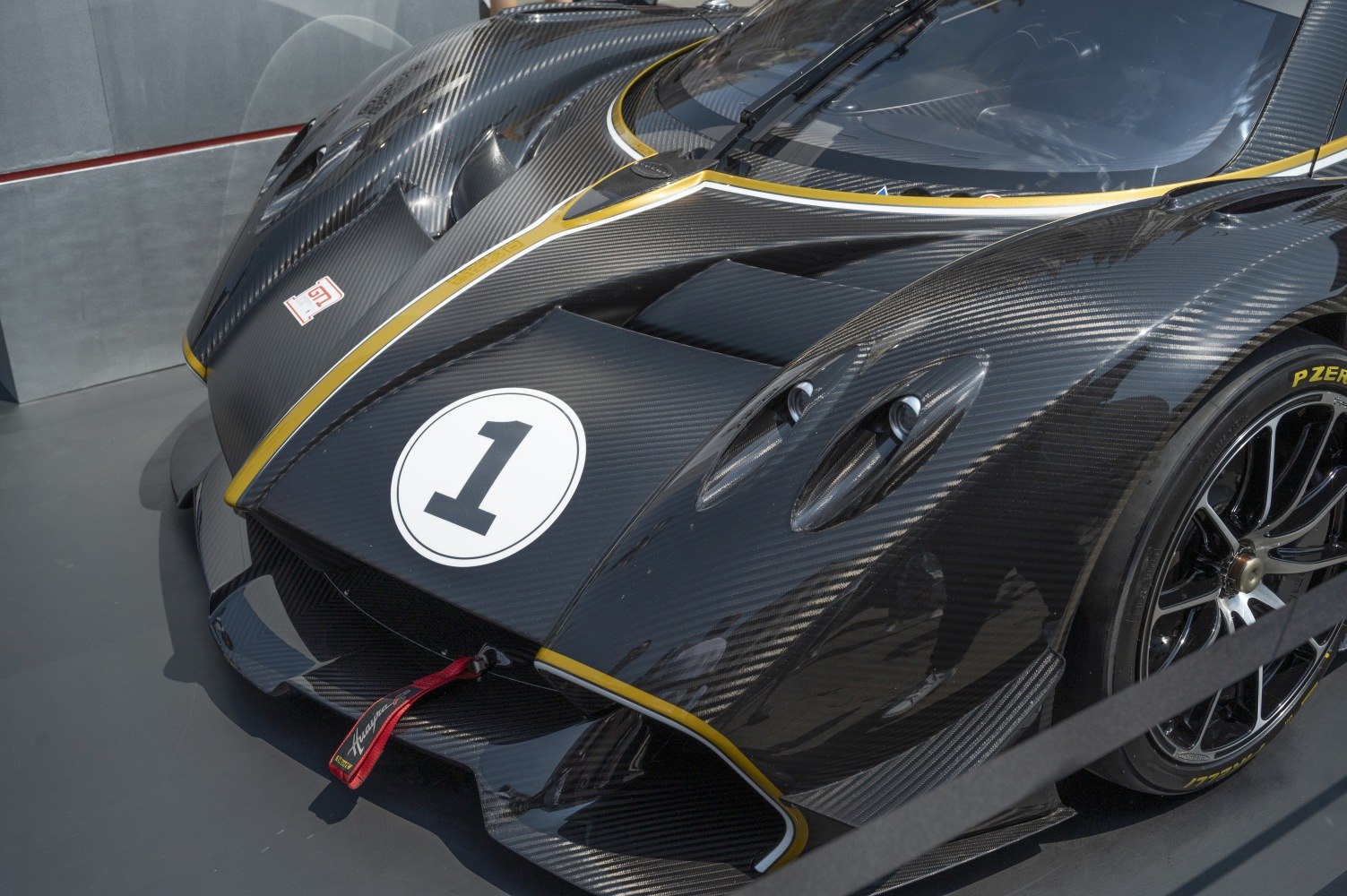 Carbon fiber front nose with aerodynamic vents and race number 1
