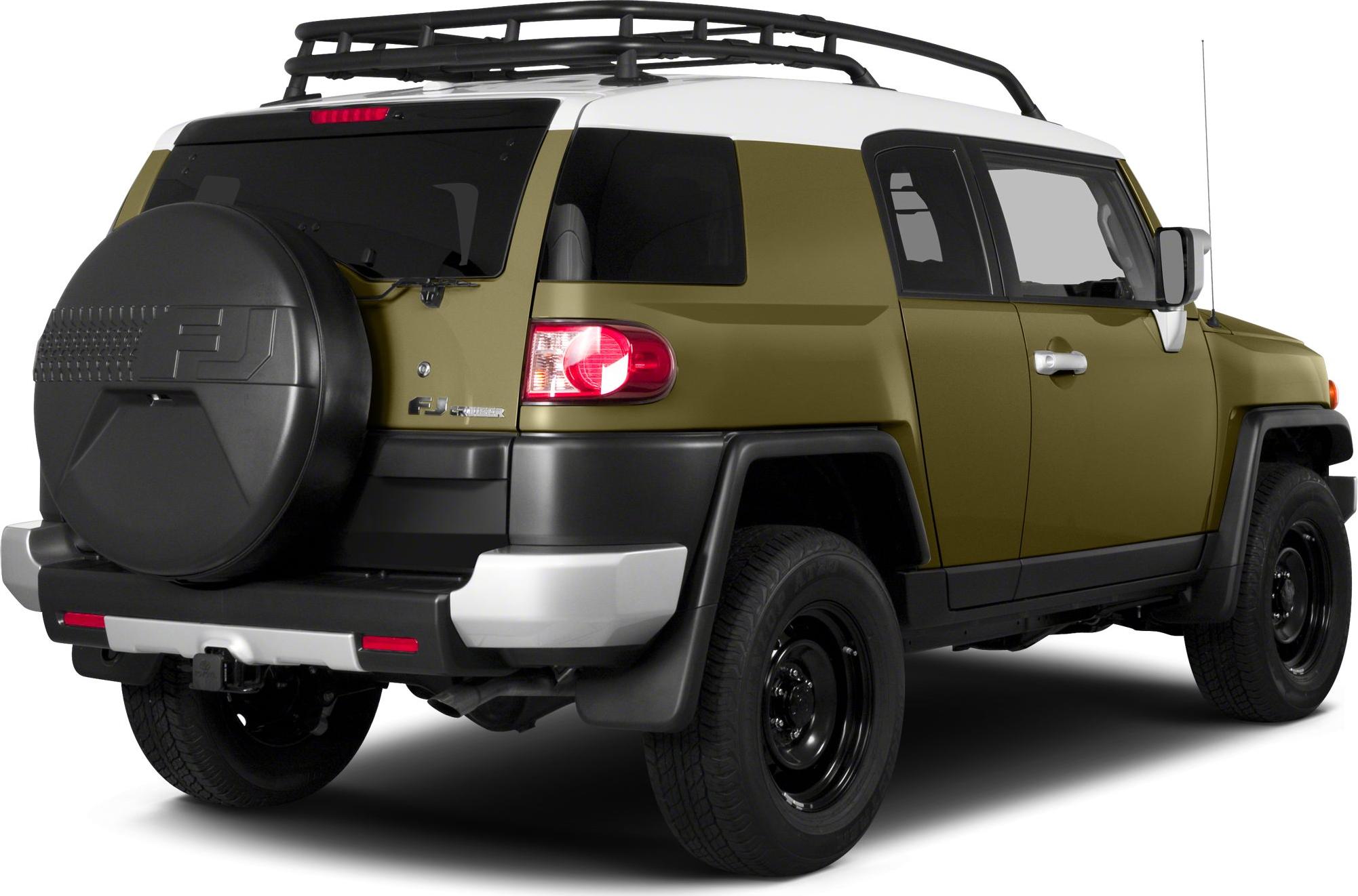 Spare tire cover and roof rack on SUV rear view