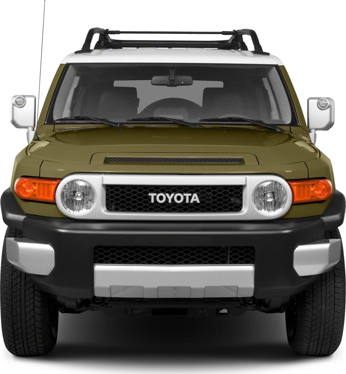 Front view with round headlights and roof rack