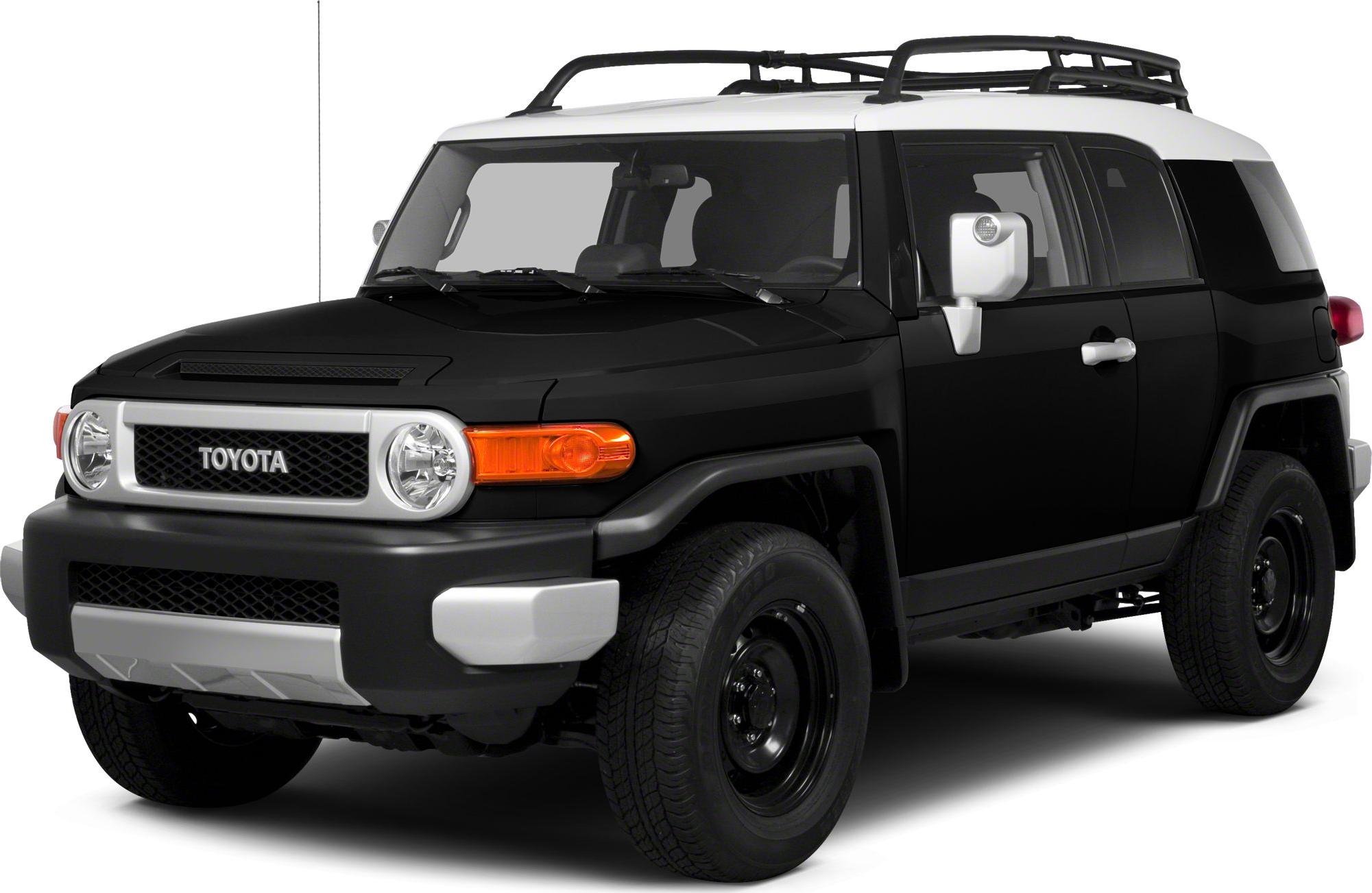 SUV with round headlights and roof rack