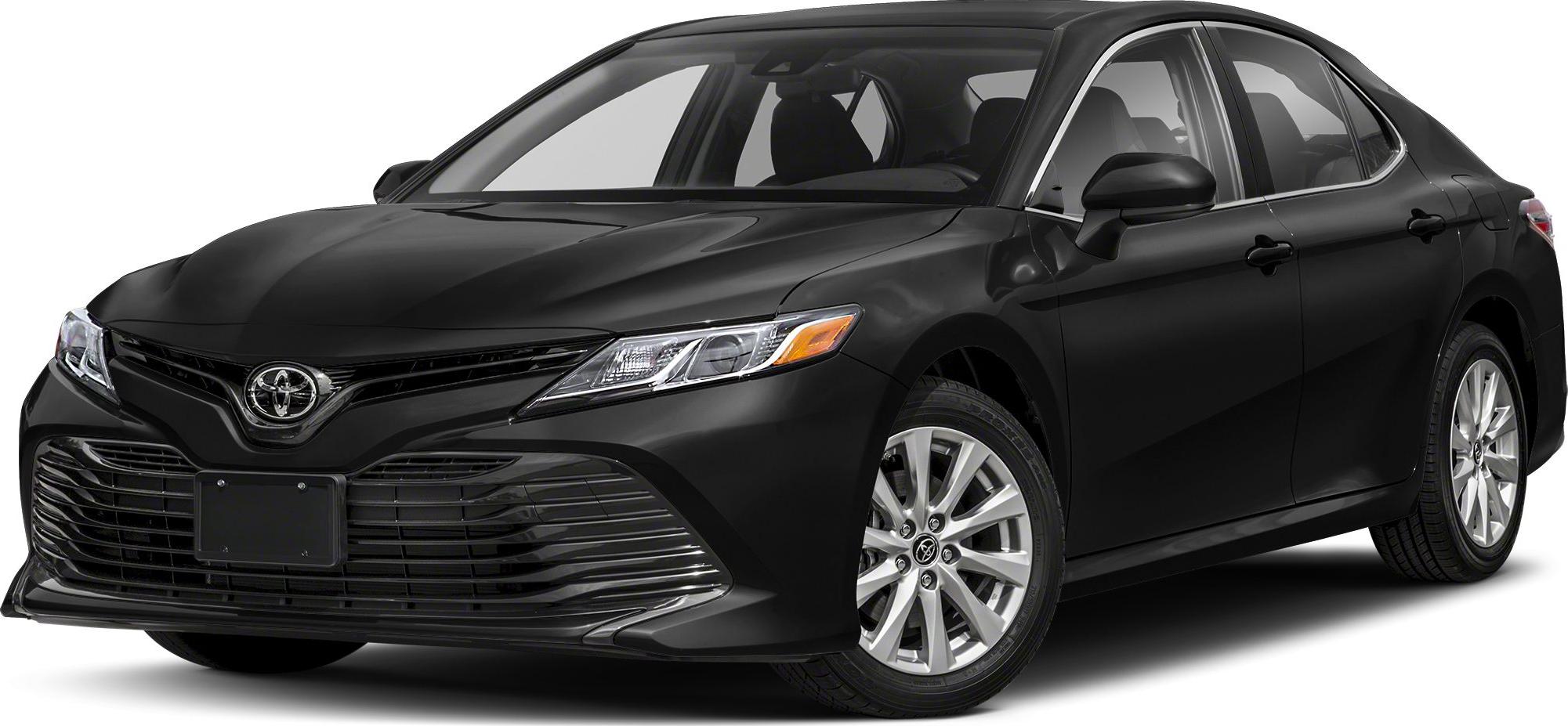 Front three-quarter view of black sedan with alloy wheels and modern headlights