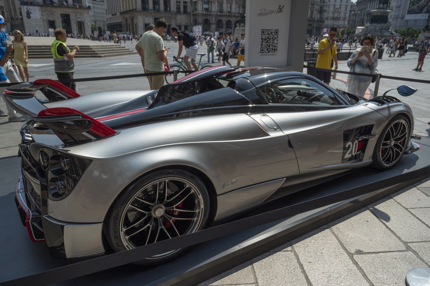 Rear and side view with aerodynamic wing and performance wheels