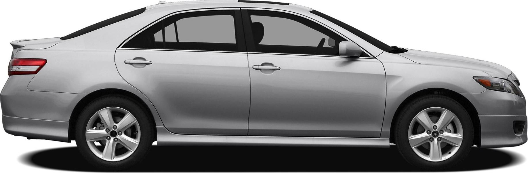 Side profile of a silver mid-size sedan with alloy wheels