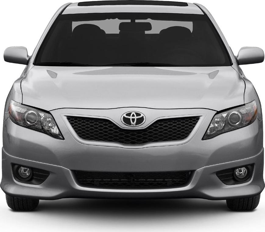 Front view showcasing distinctive headlights and grille with fog lights