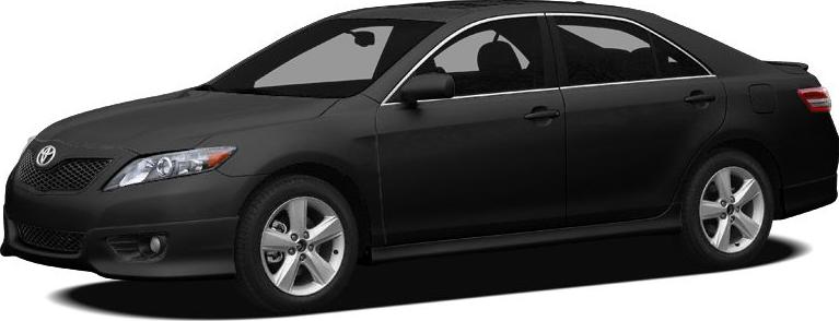 Black midsize sedan showing front and side view with alloy wheels.