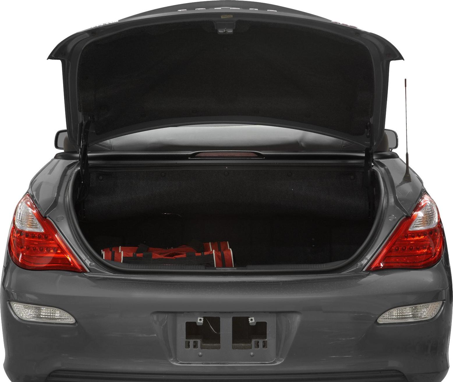 Open trunk with rear taillights and visible storage space