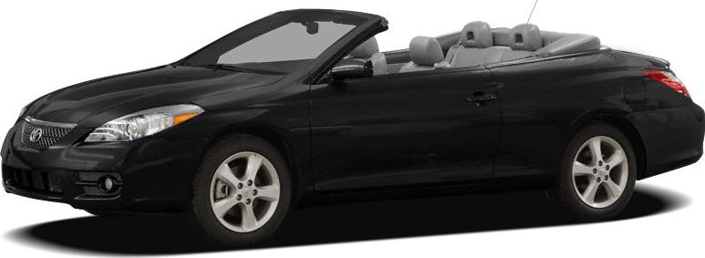Black soft-top convertible with alloy wheels side view
