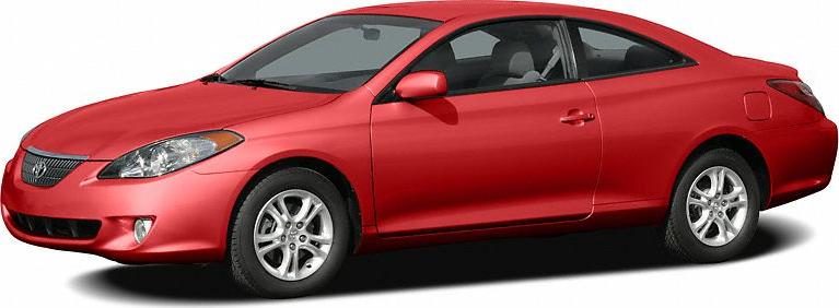 Red two-door coupe with alloy wheels and fog lights