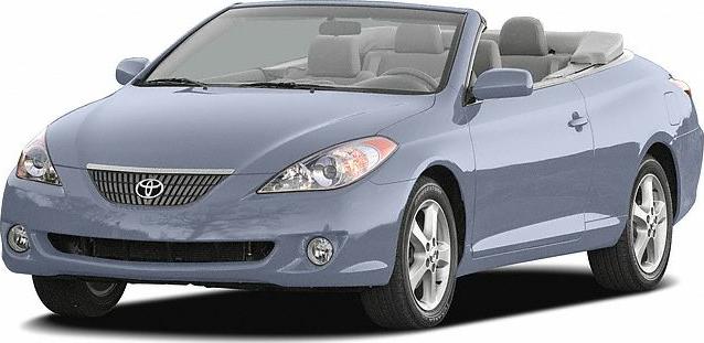 Front and side view of a sleek convertible with open soft top