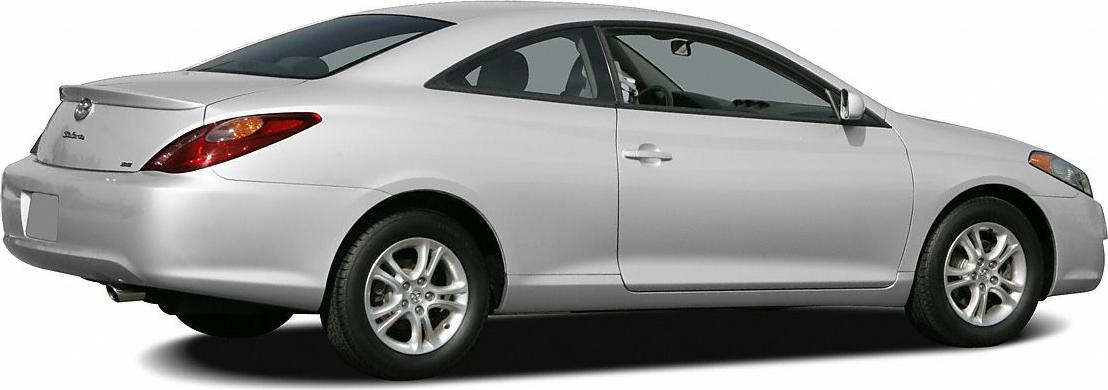 Silver two-door coupe with alloy wheels and sleek contours side view.