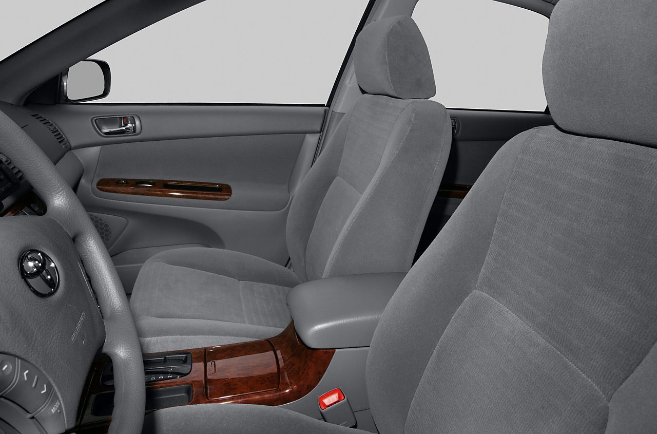 Front seats and wood trim interior of a car