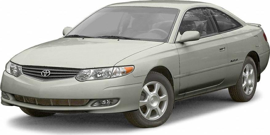 Front and side view of a 2001 coupe with alloy wheels and clear headlights
