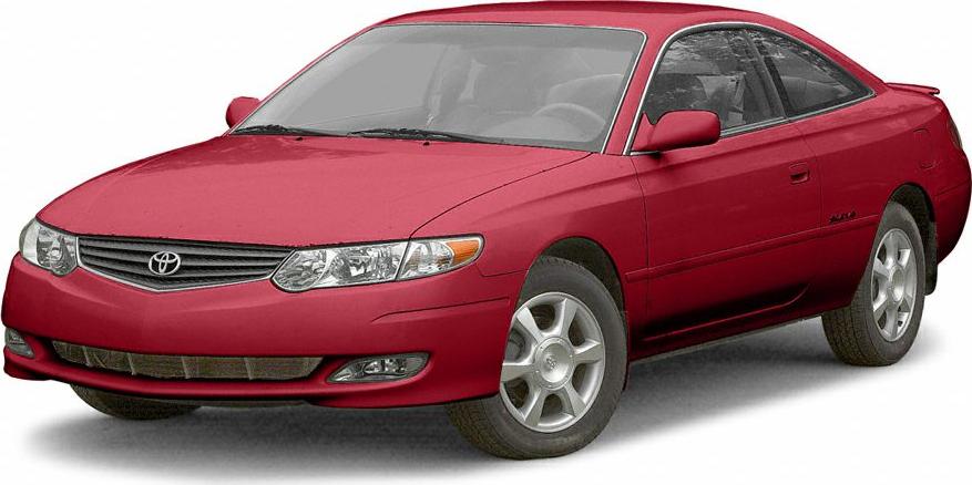 Red coupe with signature front grille and sporty headlight design