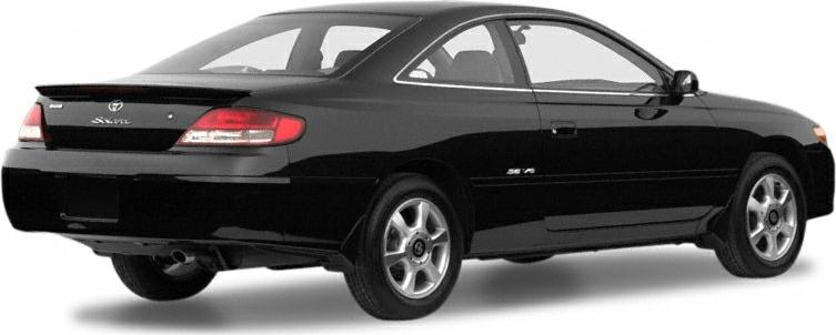 Rear side view of a black two-door coupe with alloy wheels