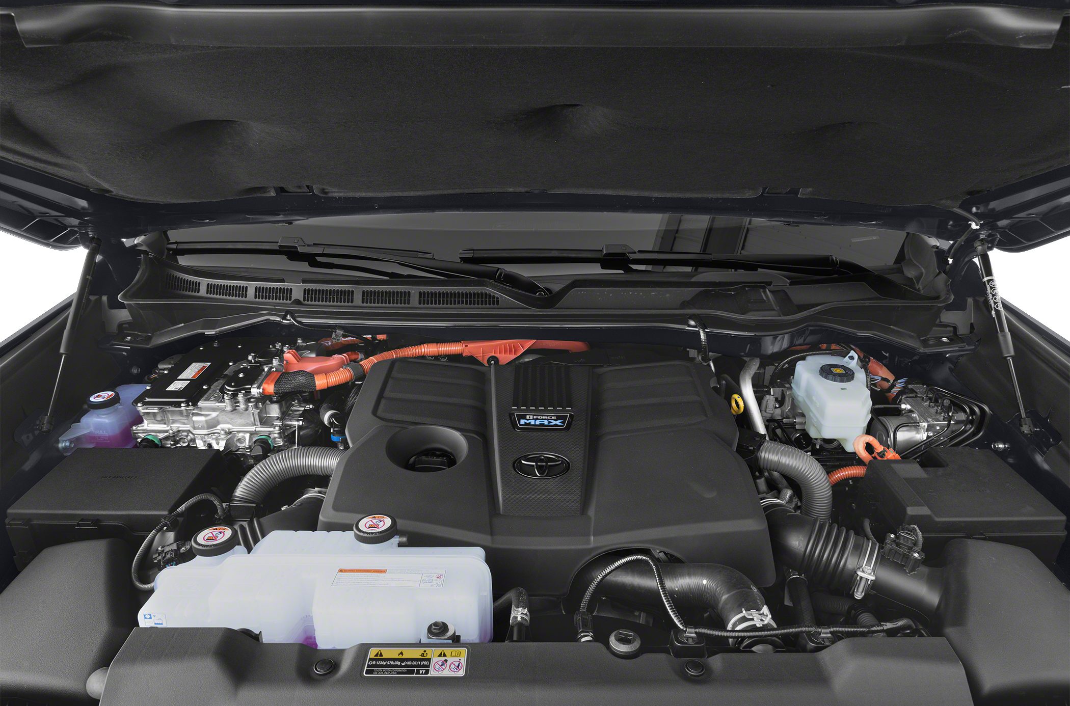 Modern hybrid engine bay with advanced components and Toyota branding