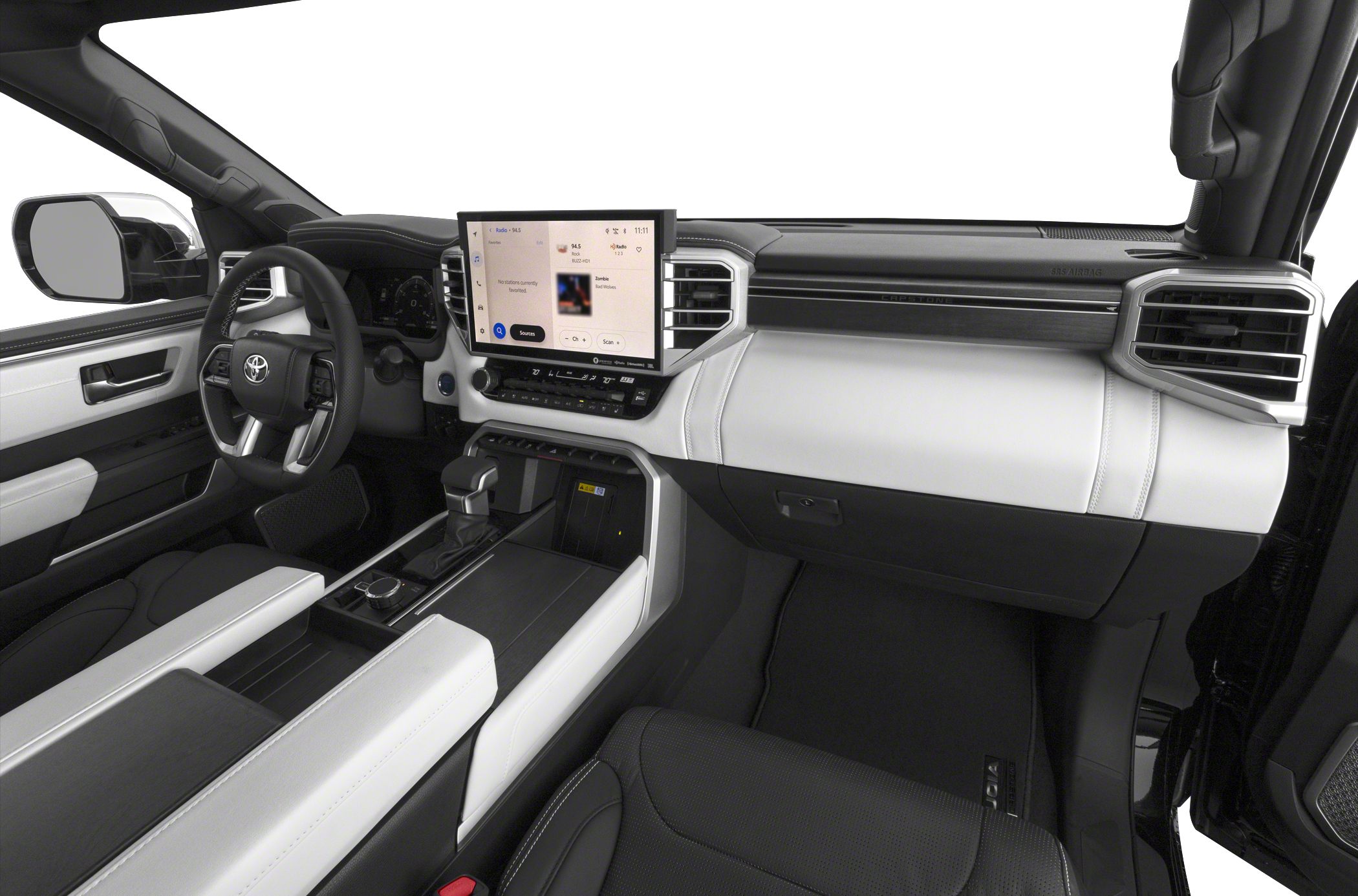 Modern SUV interior with touchscreen infotainment and premium dashboard